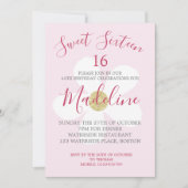 Roze witte eenvoudige feestdag - zestien beelden kaart (Voorkant)