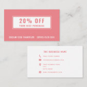 Roze, witte, eenvoudige zakelijke logo kortingskaartje (Voorkant / Achterkant)