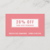 Roze, witte, eenvoudige zakelijke logo kortingskaartje (Voorkant)