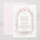roze witte Eerste Communie meisje Kaart (Voorkant / Achterkant)