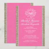 Roze witte elace Bridal Shower Invitations Kaart (Voorkant / Achterkant)