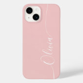 Roze Witte Elegante Calligrafie Script Naam Case-Mate iPhone Case (Achterkant)
