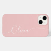 Roze Witte Elegante Calligrafie Script Naam Case-Mate iPhone Case (Achterkant (horizontaal))