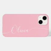 Roze Witte Elegante Calligrafie Script Naam Case-Mate iPhone Case (Achterkant (horizontaal))
