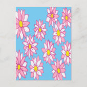 Roze witte en blauwe Floral Briefkaart (Voorkant)