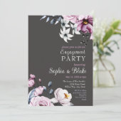 Roze, witte en blauwe Floral | Slate Engagement Pa Kaart (Staand voorkant)