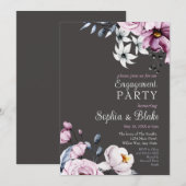 Roze, witte en blauwe Floral | Slate Engagement Pa Kaart (Voorkant / Achterkant)