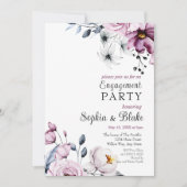 Roze, witte en blauwe Floral | White Engagement Pa Kaart (Voorkant)