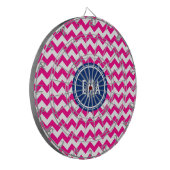 Roze witte en blauwe monogram Chevron Patroon Dartbord (Voorkant Links)
