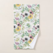 Roze, witte en gele anemonen. bad handdoek (Handdoek)