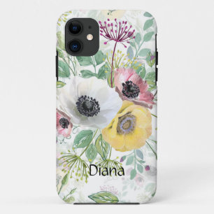 Roze, witte en gele anemonen. Case-Mate iPhone case