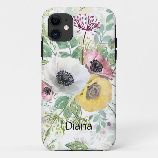 Roze, witte en gele anemonen. Case-Mate iPhone case (Achterkant)