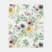 Roze, witte en gele anemonen. fleece deken (Voorkant)