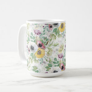 Roze, witte en gele anemonen. koffiemok