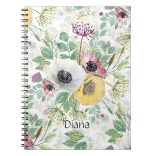 Roze, witte en gele anemonen notitieboek