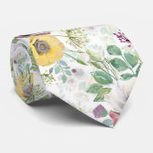 Roze, witte en gele anemonen. stropdas (Opgerold)