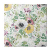 Roze, witte en gele anemonen. tegeltje (Voorkant)
