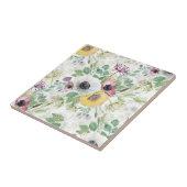 Roze, witte en gele anemonen. tegeltje (Zijkant)