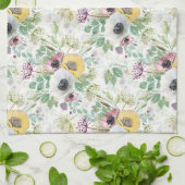 Roze, witte en gele anemonen. theedoek (Gevouwen)