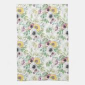 Roze, witte en gele anemonen. theedoek (Verticaal)