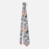 Roze witte en gele bloemen stropdas (Achterkant)