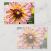 Roze, witte en gele Dahlia Visitekaartje (Voorkant / Achterkant)
