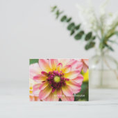 Roze, witte en gele Dahlia Visitekaartje (Staand voorkant)