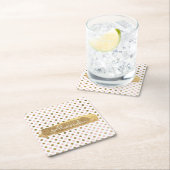 Roze, witte en gouden folie Polka Dot Naam Kartonnen Onderzetters (Insitu)