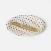 Roze, witte en gouden folie Polka Dot & Stripe Papieren Bordje (Gekanteld)