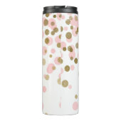 Roze, witte en goudfolie Confetti monogram Thermosbeker (Achterkant)