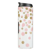 Roze, witte en goudfolie Confetti monogram Thermosbeker (Geroteerd rechts)
