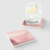 Roze, witte en goudkleurige faux-Agate Stenen Onderzetter (Zijkant)