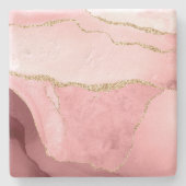 Roze, witte en goudkleurige faux-Agate Stenen Onderzetter (Voorkant)