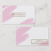 Roze witte en goudmatige, minimale roze penseel visitekaartje (Voorkant / Achterkant)