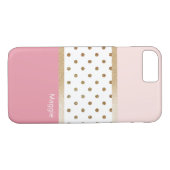 Roze witte en goudmatige streep Case-Mate iPhone case (Achterkant (Horizontaal))