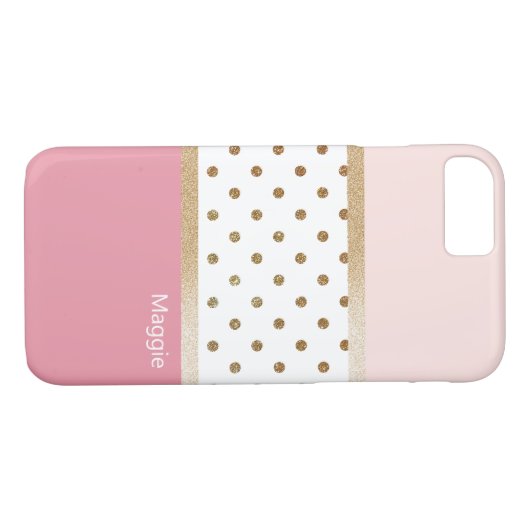Roze witte en goudmatige streep Case-Mate iPhone case (Achterkant (Horizontaal))