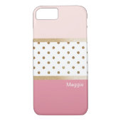 Roze witte en goudmatige streep Case-Mate iPhone case (Achterkant)