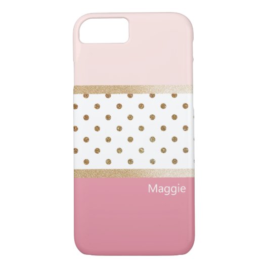 Roze witte en goudmatige streep Case-Mate iPhone case (Achterkant)