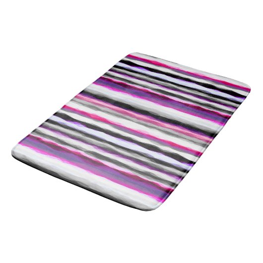 Roze, Witte en Grijze Abstracte Strepen Badmat (Gekanteld)