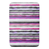 Roze, Witte en Grijze Abstracte Strepen Badmat (Voorkant Verticaal)