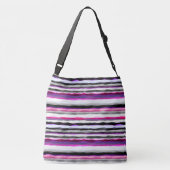 Roze, Witte en Grijze Abstracte Strepen Crossbody Tas (Achterkant)