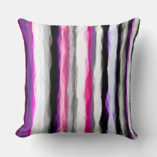 Roze, Witte en Grijze Abstracte Strepen Kussen