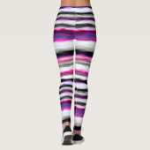 Roze, Witte en Grijze Abstracte Strepen Leggings (Achterkant)