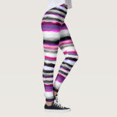 Roze, Witte en Grijze Abstracte Strepen Leggings (Rechts)