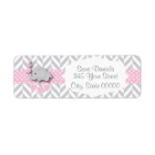Roze, witte en grijze Baby shower Etiket (Voorkant)