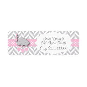 Roze, witte en grijze Baby shower Etiket
