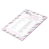 Roze, witte en grijze Baby shower met olifant - sp Notitieblok (Schuin)
