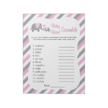 Roze, witte en grijze Baby shower Word Game