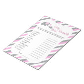 Roze, witte en grijze Baby shower Word Game Notitieblok (Schuin)
