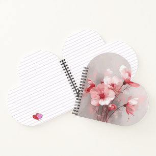 Roze, witte en grijze bloemen notitieboek
